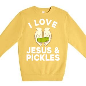 Cute Pickle Jesus Pickle Lovers Funny Gift Premium Crewneck Sweatshirt