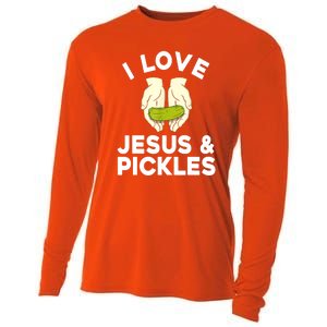 Cute Pickle Jesus Pickle Lovers Funny Gift Cooling Performance Long Sleeve Crew