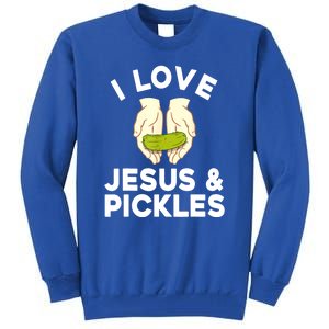 Cute Pickle Jesus Pickle Lovers Funny Gift Tall Sweatshirt