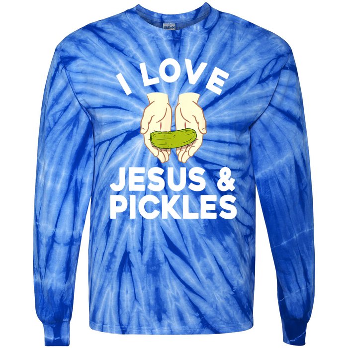 Cute Pickle Jesus Pickle Lovers Funny Gift Tie-Dye Long Sleeve Shirt