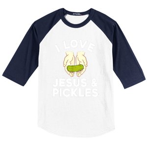 Cute Pickle Jesus Pickle Lovers Funny Gift Baseball Sleeve Shirt