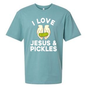 Cute Pickle Jesus Pickle Lovers Funny Gift Sueded Cloud Jersey T-Shirt