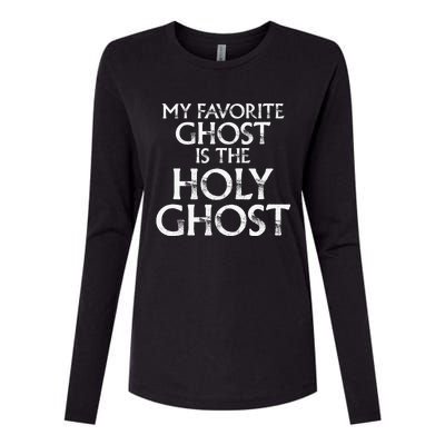 Christian Pun Joke The Only Ghost I Know is the Holy Ghost Womens Cotton Relaxed Long Sleeve T-Shirt