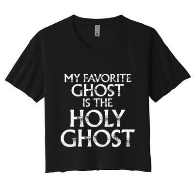 Christian Pun Joke The Only Ghost I Know is the Holy Ghost Crop Top