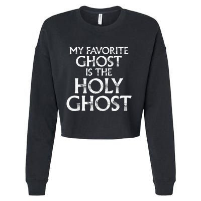 Christian Pun Joke The Only Ghost I Know is the Holy Ghost Cropped Pullover Crew