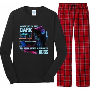 Coder Programmer Joke Nerd Dark White Hacker Bugs Night Long Sleeve Pajama Set