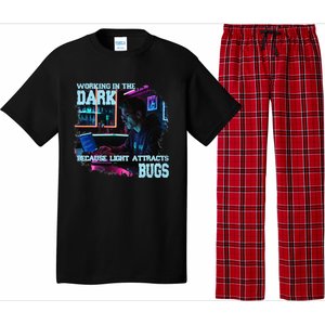 Coder Programmer Joke Nerd Dark White Hacker Bugs Night Pajama Set