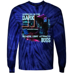 Coder Programmer Joke Nerd Dark White Hacker Bugs Night Tie-Dye Long Sleeve Shirt