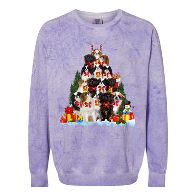 Christmas Pajama Japanese Chin Xmas Tree Gifts Dog Dad Mom Colorblast Crewneck Sweatshirt