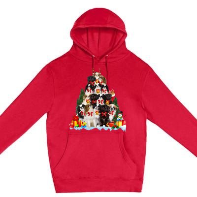 Christmas Pajama Japanese Chin Xmas Tree Gifts Dog Dad Mom Premium Pullover Hoodie