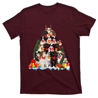 Christmas Pajama Japanese Chin Xmas Tree Gifts Dog Dad Mom T-Shirt