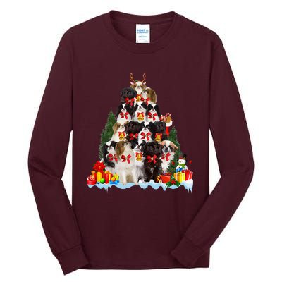 Christmas Pajama Japanese Chin Xmas Tree Gifts Dog Dad Mom Tall Long Sleeve T-Shirt