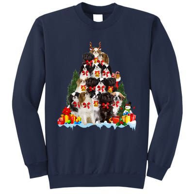 Christmas Pajama Japanese Chin Xmas Tree Gifts Dog Dad Mom Sweatshirt