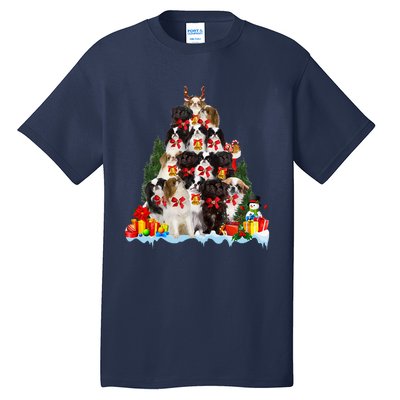 Christmas Pajama Japanese Chin Xmas Tree Gifts Dog Dad Mom Tall T-Shirt