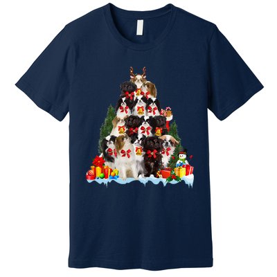 Christmas Pajama Japanese Chin Xmas Tree Gifts Dog Dad Mom Premium T-Shirt