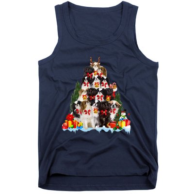 Christmas Pajama Japanese Chin Xmas Tree Gifts Dog Dad Mom Tank Top