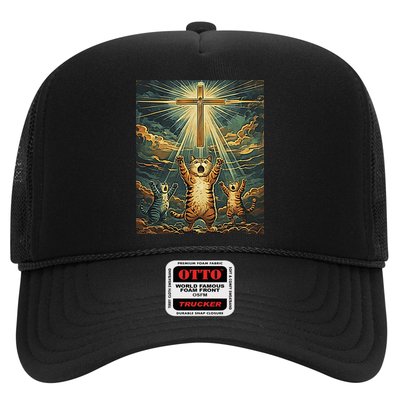 Cat Praying Jesus Cross Scared Cats Worship God Funny Hat