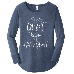 Christian Pun Joke The Only Ghost I Know Is The Holy Ghost Women's Perfect Tri Tunic Long Sleeve Shirt