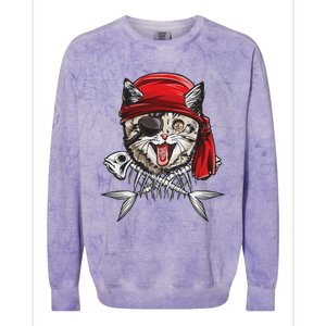 Cat Pirate Jolly Roger Flag Skull And Crossbones Colorblast Crewneck Sweatshirt