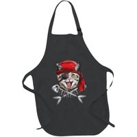Cat Pirate Jolly Roger Flag Skull And Crossbones Full-Length Apron With Pockets