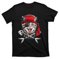 Cat Pirate Jolly Roger Flag Skull And Crossbones T-Shirt