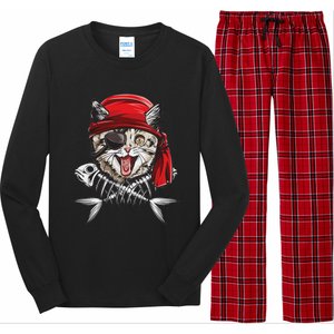 Cat Pirate Jolly Roger Flag Skull And Crossbones Long Sleeve Pajama Set