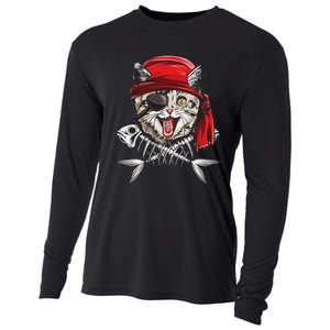 Cat Pirate Jolly Roger Flag Skull And Crossbones Cooling Performance Long Sleeve Crew