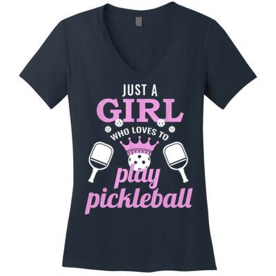 Cute Pickleball Just A Girl Who Loves To Play Pickleball Gift Ideas Women's V-Neck T-Shirt
