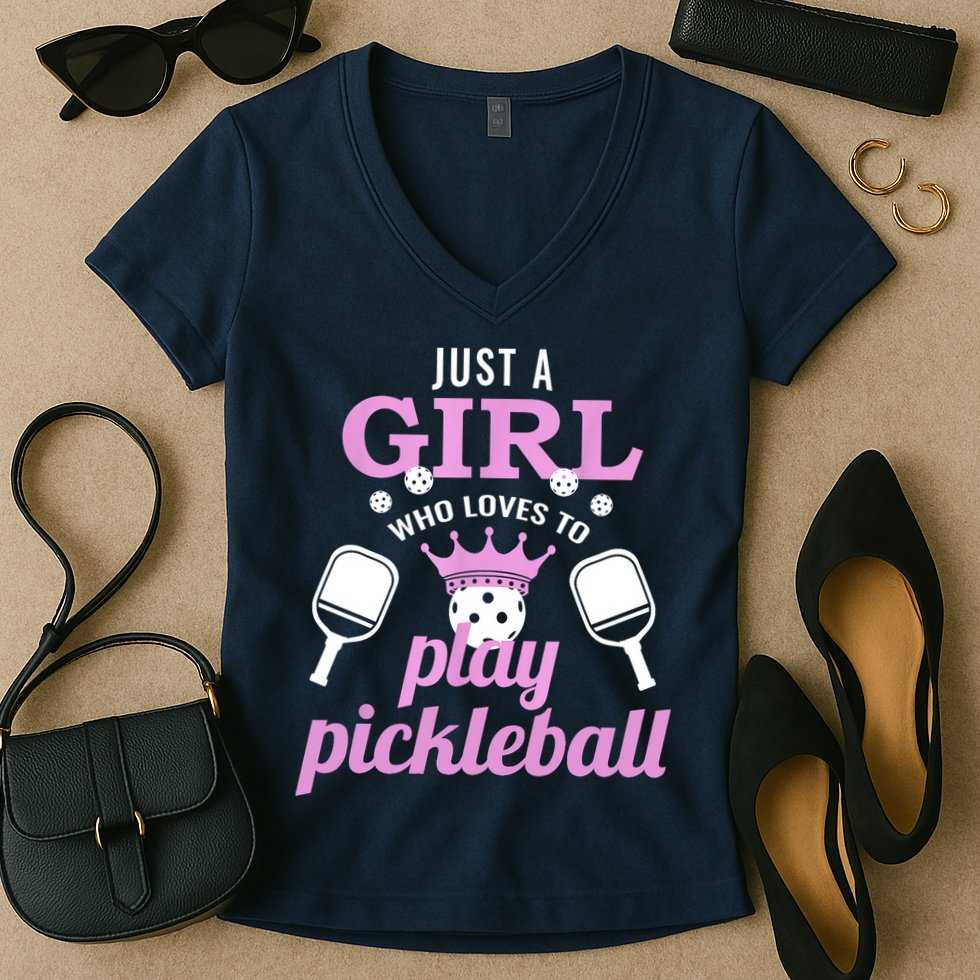 Cute Pickleball Just A Girl Who Loves To Play Pickleball Gift Ideas Women's V-Neck T-Shirt