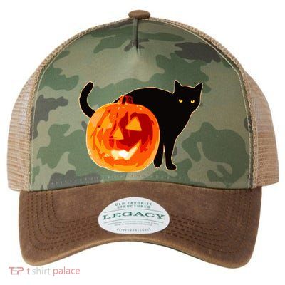 Creepy Pumpkin Jack O Lantern Black Cat Halloween Legacy Tie Dye Trucker Hat