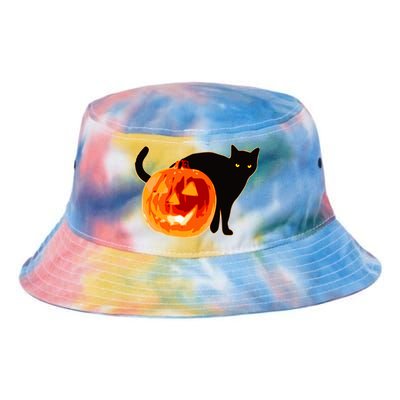 Creepy Pumpkin Jack O Lantern Black Cat Halloween Tie Dye Newport Bucket Hat