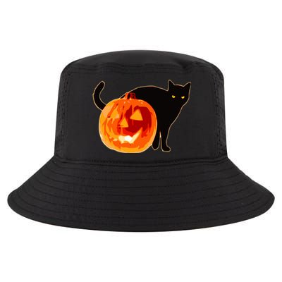 Creepy Pumpkin Jack O Lantern Black Cat Halloween Cool Comfort Performance Bucket Hat