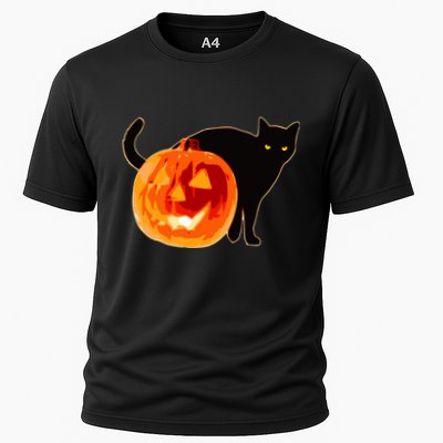 Creepy Pumpkin Jack O Lantern Black Cat Halloween Performance Shirt