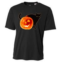 Creepy Pumpkin Jack O Lantern Black Cat Halloween Cooling Performance Crew T-Shirt