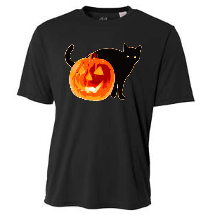 Creepy Pumpkin Jack O Lantern Black Cat Halloween Cooling Performance Crew T-Shirt