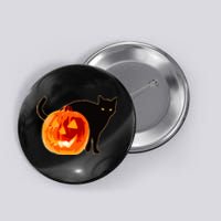 Creepy Pumpkin Jack O Lantern Black Cat Halloween Button