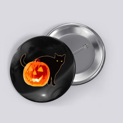 Creepy Pumpkin Jack O Lantern Black Cat Halloween Button