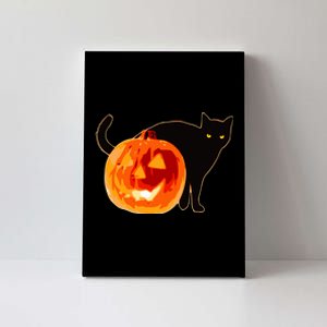 Creepy Pumpkin Jack O Lantern Black Cat Halloween Canvas