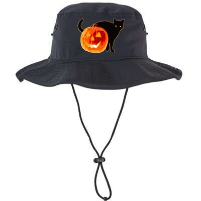 Creepy Pumpkin Jack O Lantern Black Cat Halloween Legacy Cool Fit Booney Bucket Hat