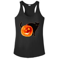 Creepy Pumpkin Jack O Lantern Black Cat Halloween Ladies PosiCharge Competitor Racerback Tank