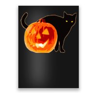 Creepy Pumpkin Jack O Lantern Black Cat Halloween Poster