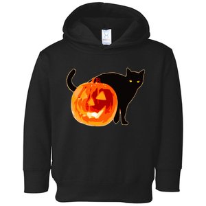 Creepy Pumpkin Jack O Lantern Black Cat Halloween Toddler Hoodie