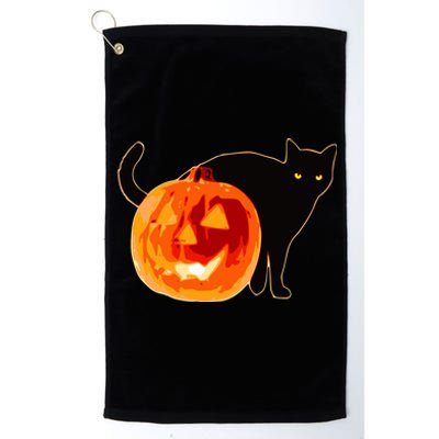 Creepy Pumpkin Jack O Lantern Black Cat Halloween Platinum Collection Golf Towel