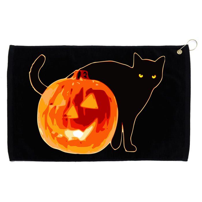 Creepy Pumpkin Jack O Lantern Black Cat Halloween Grommeted Golf Towel