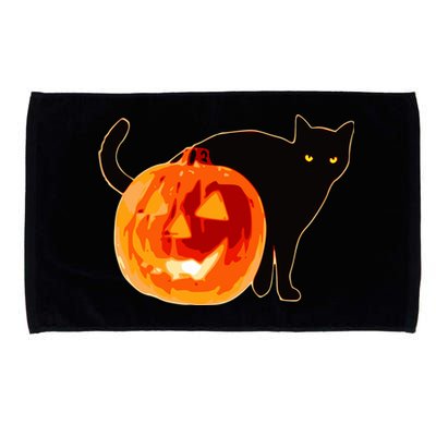 Creepy Pumpkin Jack O Lantern Black Cat Halloween Microfiber Hand Towel