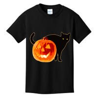 Creepy Pumpkin Jack O Lantern Black Cat Halloween Kids T-Shirt