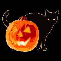 Creepy Pumpkin Jack O Lantern Black Cat Halloween Kids T-Shirt