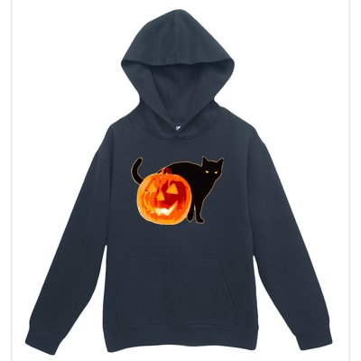 Creepy Pumpkin Jack O Lantern Black Cat Halloween Urban Pullover Hoodie