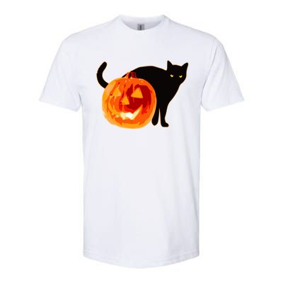 Creepy Pumpkin Jack O Lantern Black Cat Halloween Softstyle® CVC T-Shirt