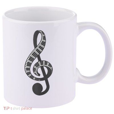 Cute Piano Keyboard Treble Clef Music Note Art Music Gift 11oz C Handle Ceramic Mug